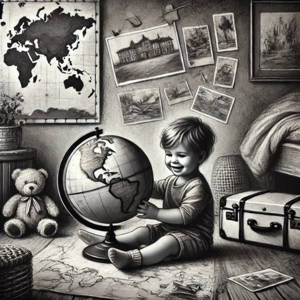 Niño girando un globo terráqueo, simbolizando las oportunidades globales de una ciudadanía adicional. o	"Child spinning a globe, symbolizing the global opportunities of additional citizenship."