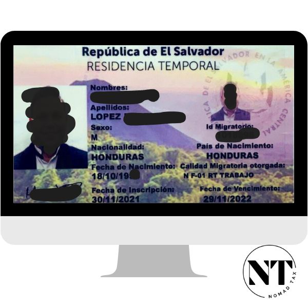 Official residency visa card for El Salvador, featuring updated design and security elements.