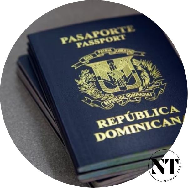 Close-up of a Dominican Republic passport on a wooden desk, symbolizing the goal of obtaining legal residency for expatriates.