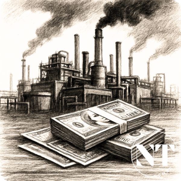 Industria con dinero en primer plano, simbolizando los mejores países sin impuestos en 2025 y cómo las empresas pueden crecer sin persecución fiscal.