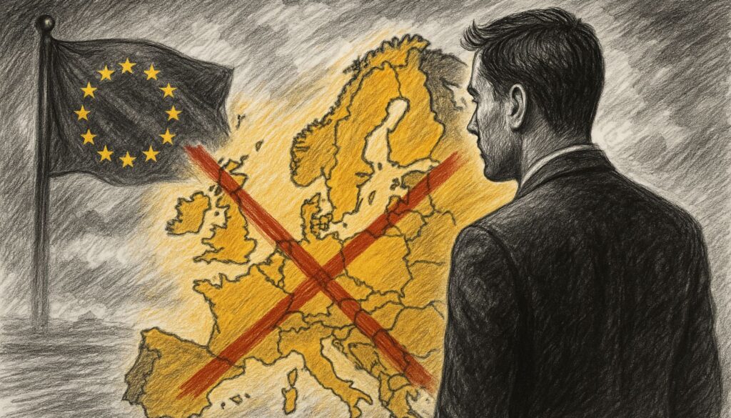 Joven con maleta de espaldas a Europa, representando el cambio de residencia fiscal hacia los mejores países sin impuestos en 2025